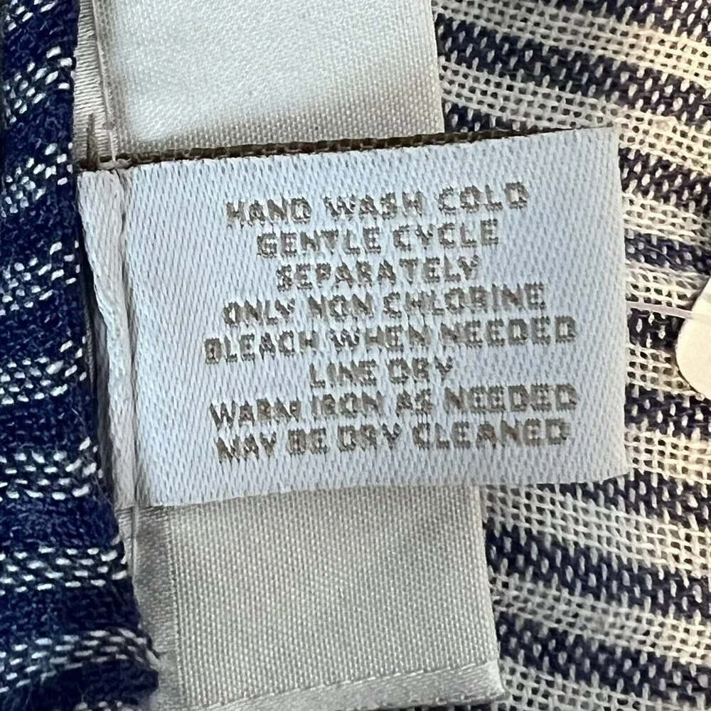 Chico's Nautical Stripe Straight Oblong Scarf Blue Natural Stripe‎ NWT